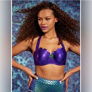 Disney The Little Mermaid Ariel Sea Shell Halter Swim Top Sz Small
